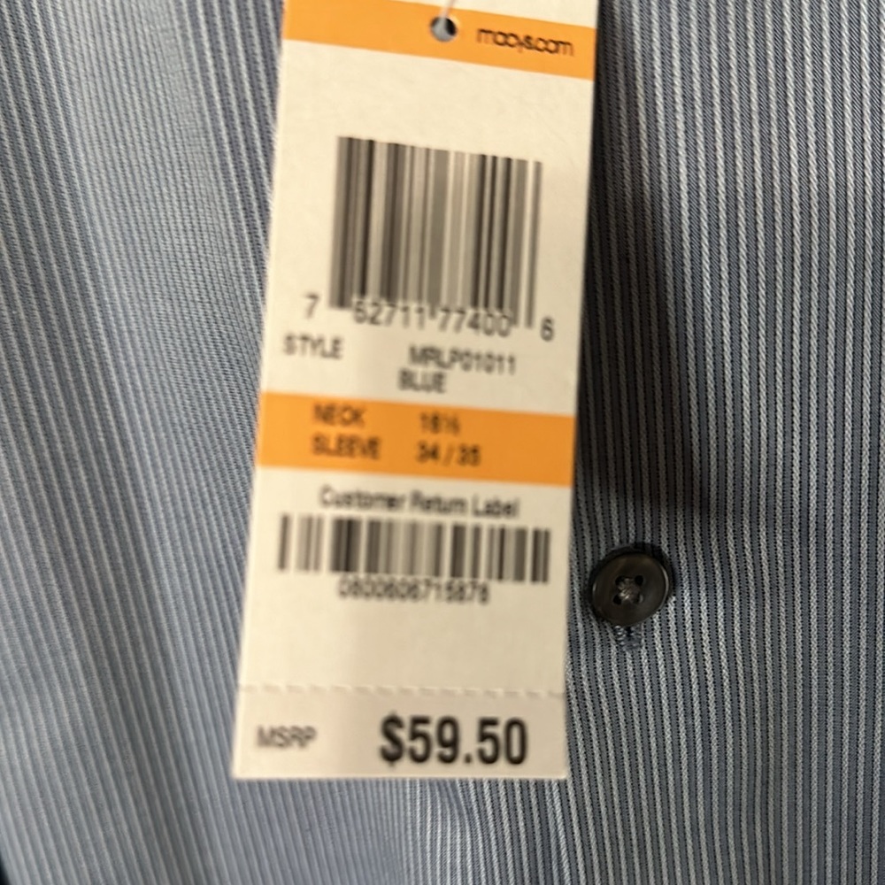 mens Material London button down striped shirt size  L 16.5”